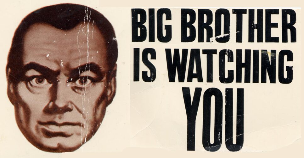 조지 오웰의 소설 '1984'를 상징하는 빅 브라더 이미지. 근엄한 표정의 흑백 얼굴과 'BIG BROTHER IS WATCHING YOU'라는 문구가, 완벽한 사회를 만들려는 시도가 어떻게 개인을 억압하는 감시 지옥으로 변질되는지, 즉 '낙원의 역설' 을 시각적으로 보여준다.